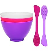 3 Pcs Large Mixing Bowls with 2 Silicone Face Mask Brushes, Face Mask Mixing Bowl Set for Facial ...