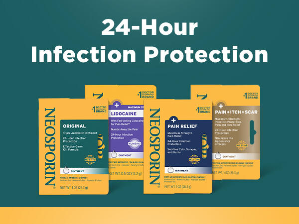 24-hour infection protection. Original. Pain, Itch, Scar. Pain Relief. Lidocaine. Maximum Strength