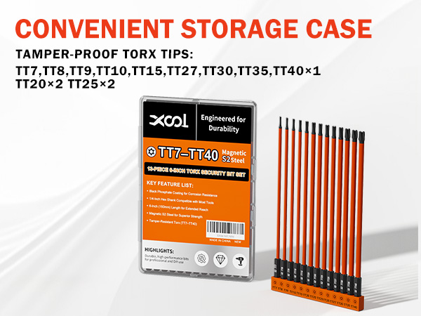 XOOL 13-Piece Long Torx Security Bit Set