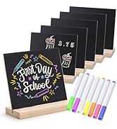 NVAAV Double-Sided Small Chalkboard Signs (6 x 5 Inch) - Set of 6 with Stand & 7 Liquid Chalk Mar...
