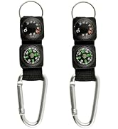 2Pcs Black Carabiner Key Chain Compass Thermometer Metal Camping Outdoor Gadgets Hiking Survival ...