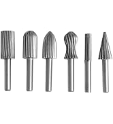 Rotary Burr Set - 6Pcs Wood Carving File Drill Bits, 6mm Round Shank Engraving Cutting Rasp Cutte...