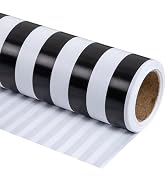 RUSPEPA Wrapping Paper - Mini Roll - Black and White Stripe Design Perfect for Wedding, Birthday,...