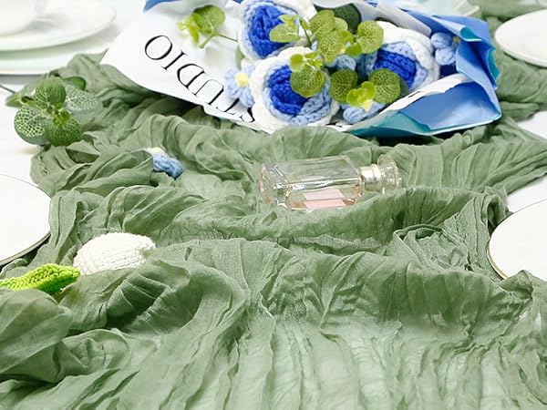 cheesecloth table runner dusty pink table runner sage green table runner green table cloth