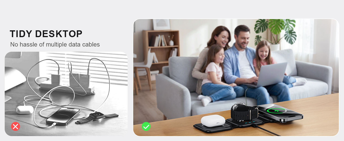 All-in-one wireless charging without the clutter of charging cables