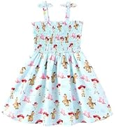 Disney Princess Frozen Elsa Minnie Stitch Toddler Girl Dress Bow Tie Straps Smocked Summer Outfit...