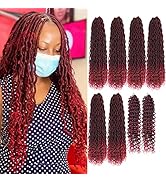 Burgundy New Goddess Locs Crochet Hair 8 Packs 22" River Locs Crochet Hair Faux Locs Crochet with...