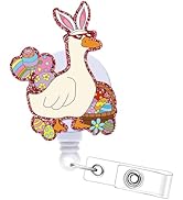 Cosmisun Easter Goose Badge Reel - Silly Funny Goose Retractable ID Name Badge Reel with Alligato...