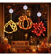 LOLStar Fall Decor Window Lights 2026, Thanksgiving Decorations LED Lights | Fall Lights with Suc...