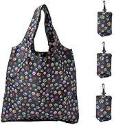 HOLYLUCK Reusable Grocery Bags,Heavy Duty Foldable Shopping Tote Bag (Standard, 3 Dog Paw Prints)