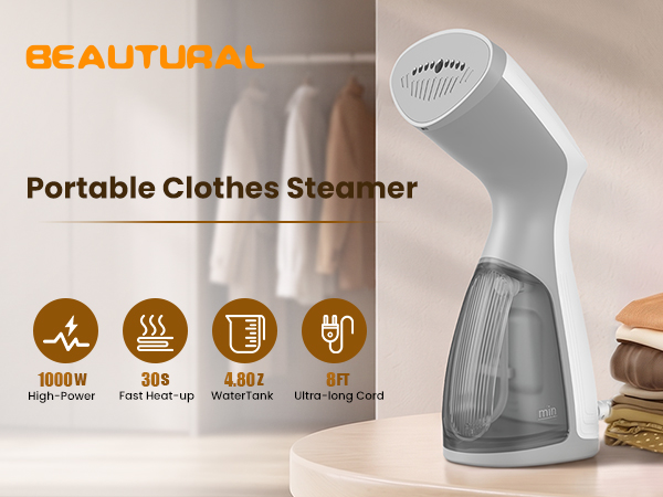 BEAUTURAL Dual Voltage Travel Steamer