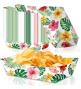 30 Pack Hawaiian Hibiscus Paper Food Trays Disposable Serving Boats Containers for Chips Nachos P...