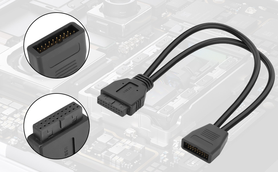 Mainboard USB 3.0 19 Pin 20 Pin Male to Female Internal Extender Adapter Cable