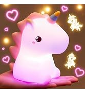 Unicorn Toys, Night Light for Kids Night Light,16 Colors+Silicone+Dimmable+12 Hours Use Nightligh...