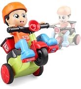 victob Friction Powered Stunt Car, Push and Go Toy Car with 360° Upright Spin, Rotating Tricycle ...