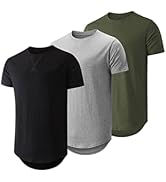 JMIERR Mens 3 Pack Cotton Hipster Hip Hop Longline Crewneck T-Shirt