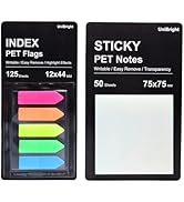 UniBright 175 pcs Arrow Page Tabs & 3x3 Inch Transparent Sticky Notes, Sticky Tabs for Books, Bib...
