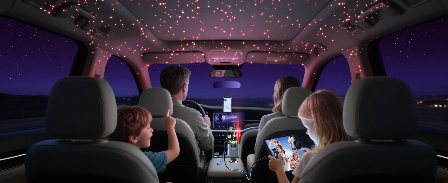 Retractable car charger with Aromatherapy and Starlight