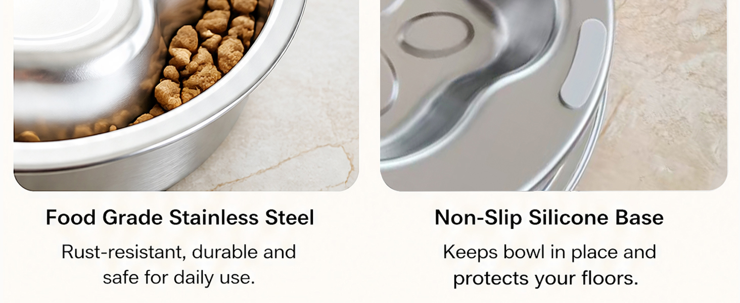 Stainless Steel Slow Feeder Dog Bowls