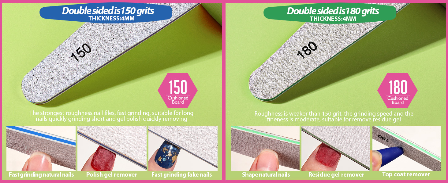 150 grits nail file and 180 grits nail file
