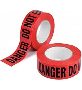GroTheory Red Danger Do Not Enter Tape 2 Pack, 3 inch x 1000 feet Halloween Decorations Red with ...