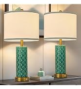 bdayanx Set of 2 Table Lamp for Living Room Bedroom Farmhouse,26'' Touch Control Bedroom Turquois...