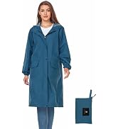 SaphiRose Women's Lightweight Packable Waterproof Long Rain Jacket | Raincoat, rain coat, windbre...