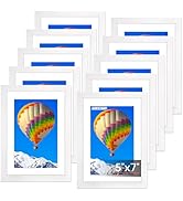 FIXSMITH 5x7 Picture Frame Set of 10, White Photo Frames Bulk with HD Plexiglass, Display Picture...