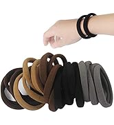 20 PCS Thick Seamless Hair Ties for Curly Heavy and Long Hair Brown Hair Elastics for Women Men a...