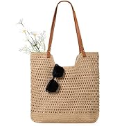 Sightor Crochet Beach Bag, Woven Tote Bag Summer Boho Bag Travel Casual Shoulder Bag for Summer V...