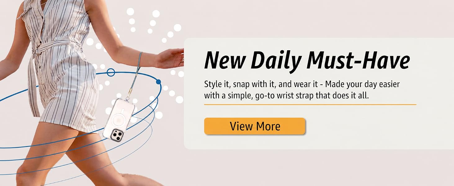 Everyday phone wrist strap for hands-free carry, stylish and easy to wear.