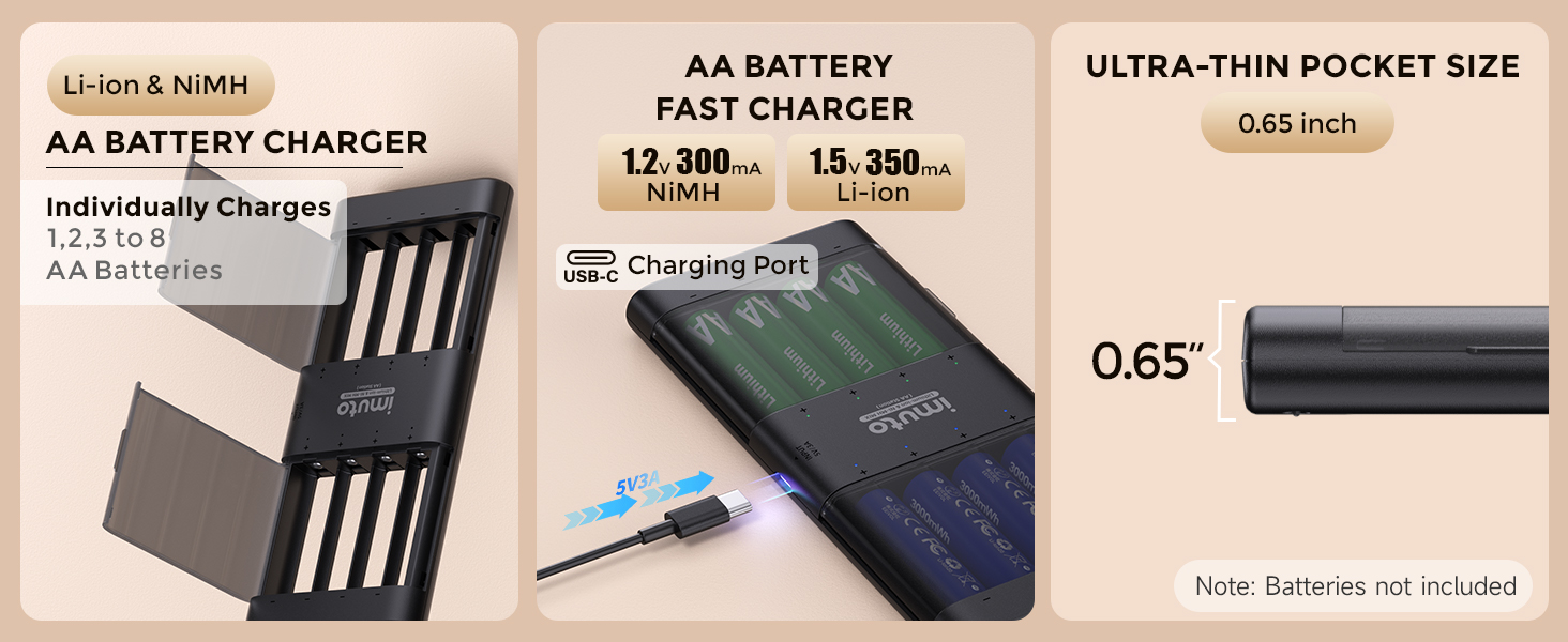 rechargeable aa Lithiun ion batteries charger