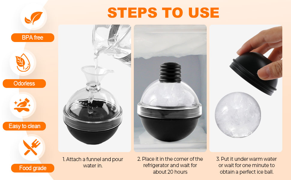 Steps for using the whiskey ice cubes mold Pour water into the mold