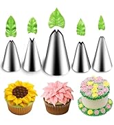 Suuker 5 Pieces Leaf Piping Tips,Stainless Steel Cake Decorating Tips, Frosting Icing Tips for Cu...