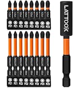 Impact Pozidriv Bit Set, LATTOOK 17PCS Anti Slip PZ2 Pozi Bit Set, Magnetic S2 Steel Pozidriv Scr...