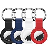 Compatible with AirTag Holder Case Keychain 4 Pack,for AirTag 2nd & 1st Generation Key Chain Ring...