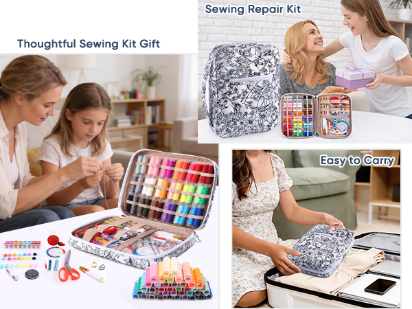 230pcs Cute Sewing Supplies Kit with Premium Scissors
