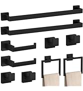 10-Pieces Matte Black Bathroom Accessories Set, 23.6 Inch Bath Towel Bar Set, SUS 304 Stainless S...