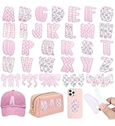 NICEVINYL Self-Adhesive Letter Patches for Backpacks: 62Pcs Pink Letters Fabric Stickers Patches ...