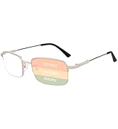 Myfeasy Frameless Progressive Multifocal Reading Glasses for Women Blue Light Blocking Glasses Tr...