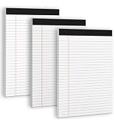 3 Pack White Legal Pads 8.5 x 11 Note Pads, Wide Ruled Notepads, Micro Perforated Lined Note Writ...