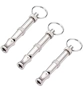 DPWOUM 3Pcs Silver Adjustable Ultrasonic Dog Whistle,Portable Whistle Pet Whistle Supersonic Whis...