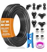 mankk 1/4" Air Line Tubing Kit Air Hose Fittings 1/4”(6.35mm) OD x 32.8 Feet Polyurethane PU Tube...