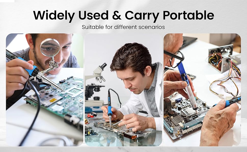 This compact soldering iron fits various daily electronics repair and precision soldering scenarios.