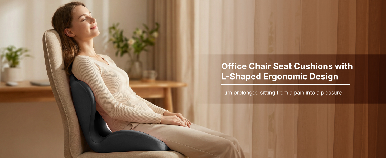 office chair seat cushion with L -shaped ergonomic design