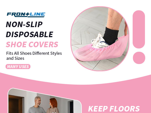 Disposable shoe covers pink booties indoor foot protectors waterproof non-slip home guests workers