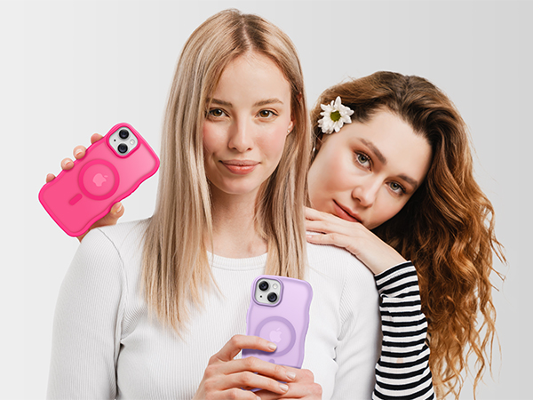 Translucent Matte Shockproof Case for iPhone 13 iPhone 14 Case 6.1'', Pink Phone Case Cover
