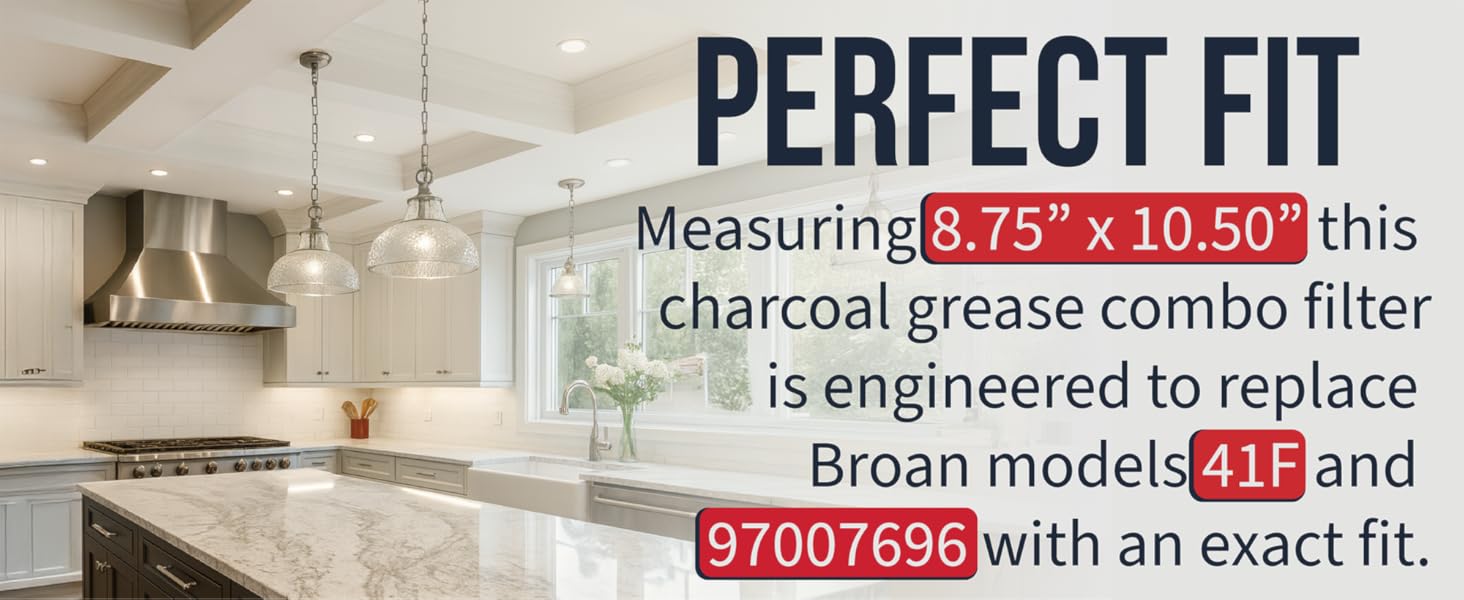 Range hood with charcoal grease combo filter in kitchen