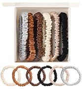 6 Pcs Silk Hair Ties, Silk Skinny Scrunchies No Damage Mulberry Silk Scrunchies for Women Girls H...