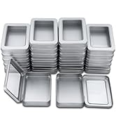 Goodma 24 Pieces Rectangle Metal Tins Containers with Hinged Window Lids Mini Storage Organizer S...